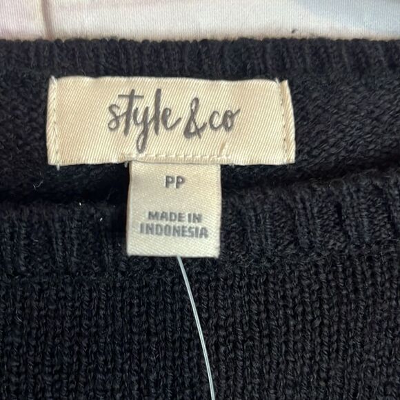 NWT STYLE & CO BLACK BELL FLARE SLEEVE AND WAIST SWEATER SIZE PP - Picture 8 of 12